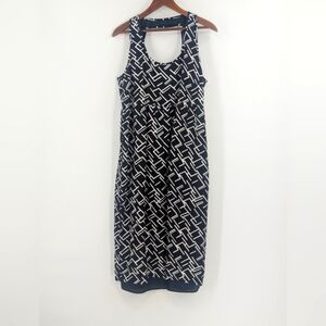 🎉 Lennie for Nina Leonard Empire Waist Dress. Black And White, Sleeveless